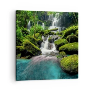 Bild auf Leinwand - Leinwandbild - Türkis, Saphire und flüssiges Silber - 60x60 cm