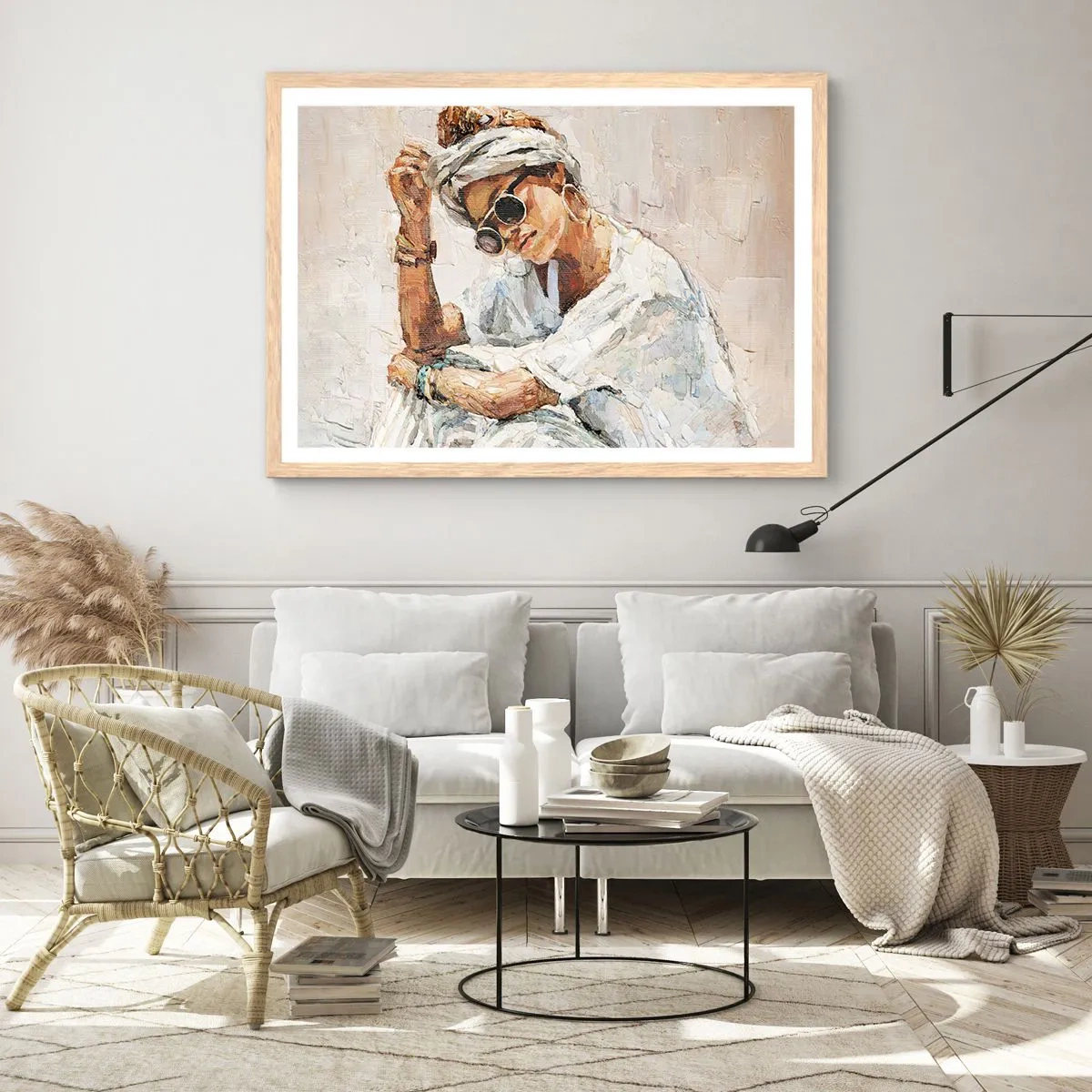 Poster in einem Rahmen aus heller Eiche - Porträt in voller Sonne - 70x50 cm