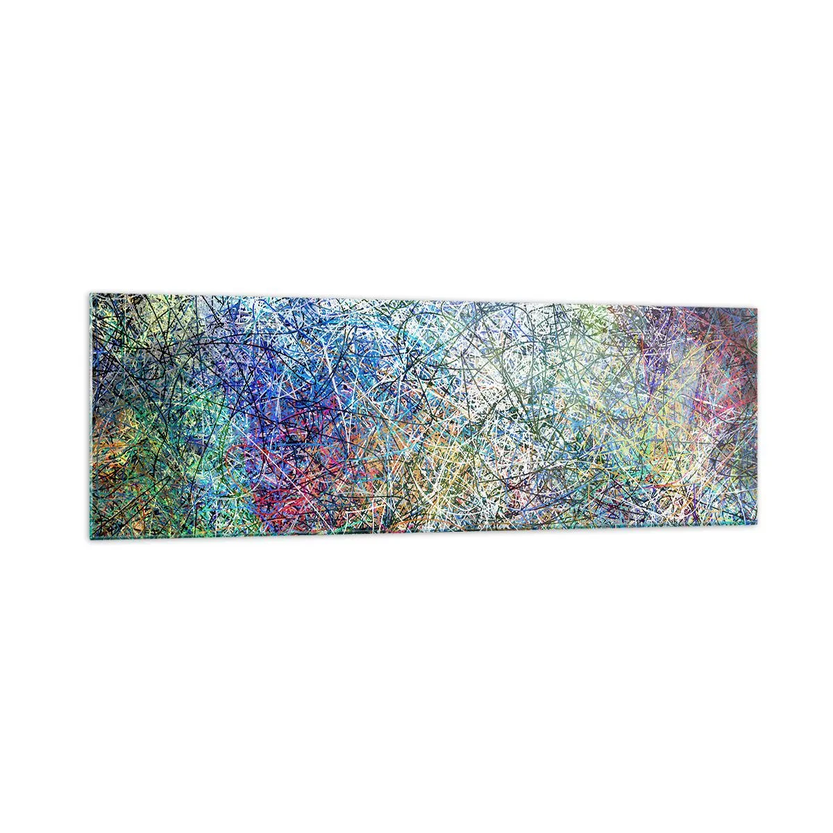 Glasbild - Bild auf glas - Abstrakte Komposition mit mehrfarbigen Linien und Texturen - 160x50cm - Es ist nicht so einfach - Moderne Wanddekoration für Wohnzimmer und Schlafzimmer ARTTOR