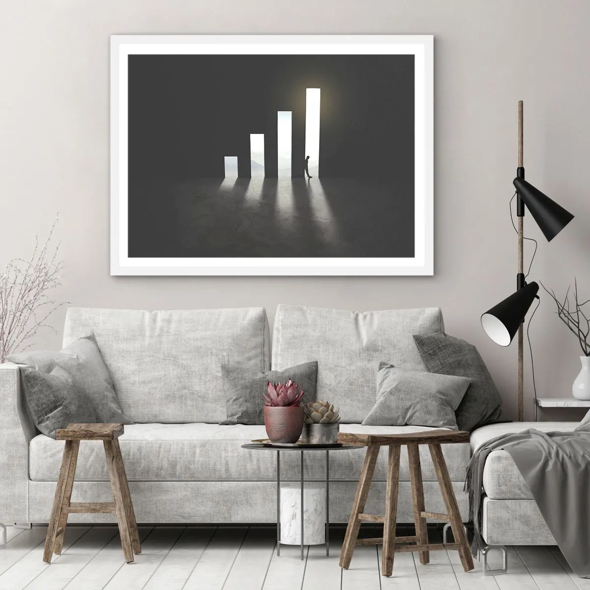 Poster in einem weißen Rahmen - Erfolg – Impression - 91x61 cm
