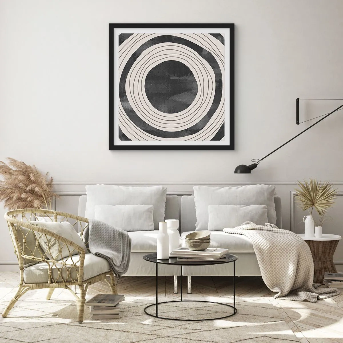 Poster in einem schwarzem Rahmen - Auf den Punkt gebracht - 60x60 cm