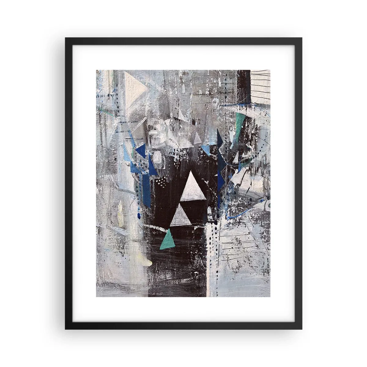 Poster in einem schwarzem Rahmen - Überschreibende Reihenfolge der Dreiecke - 40x50 cm
