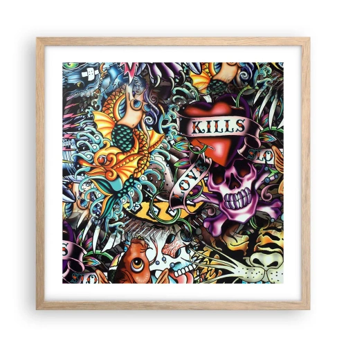 Poster in einem Rahmen aus heller Eiche - Der Traum des Tätowierers - 50x50 cm