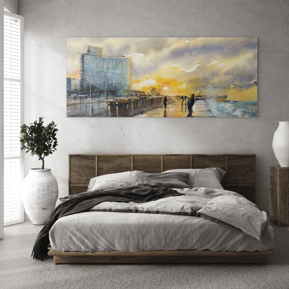 Glasbild - Bild auf glas - Leben am Ufer - 100x40 cm