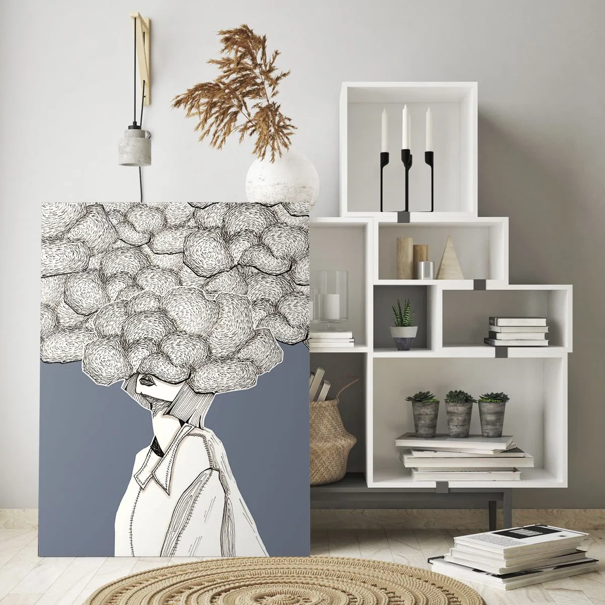 Glasbild - Bild auf glas - Mit dem Kopf in den Wolken stecken - 80x120 cm