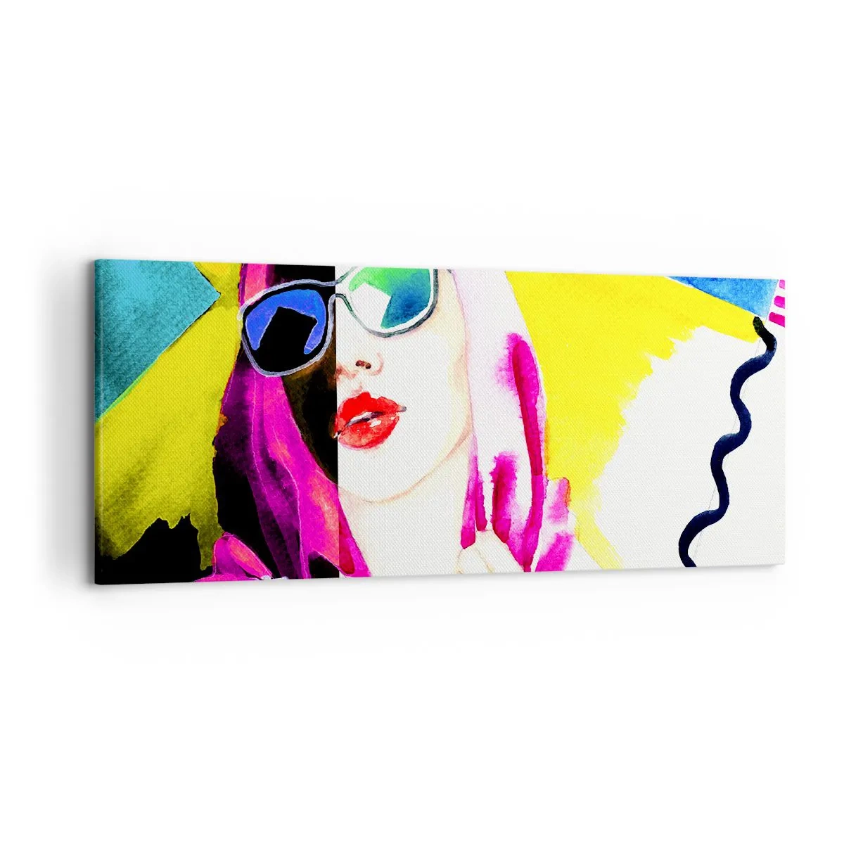 Bild auf Leinwand - Leinwandbild - Buntes Porträt einer Frau mit Sonnenbrille - 120x50cm - Ich bin nicht weiß und ich bin nicht schwarz - Moderne Wanddekoration für Wohnzimmer und Schlafzimmer ARTTOR