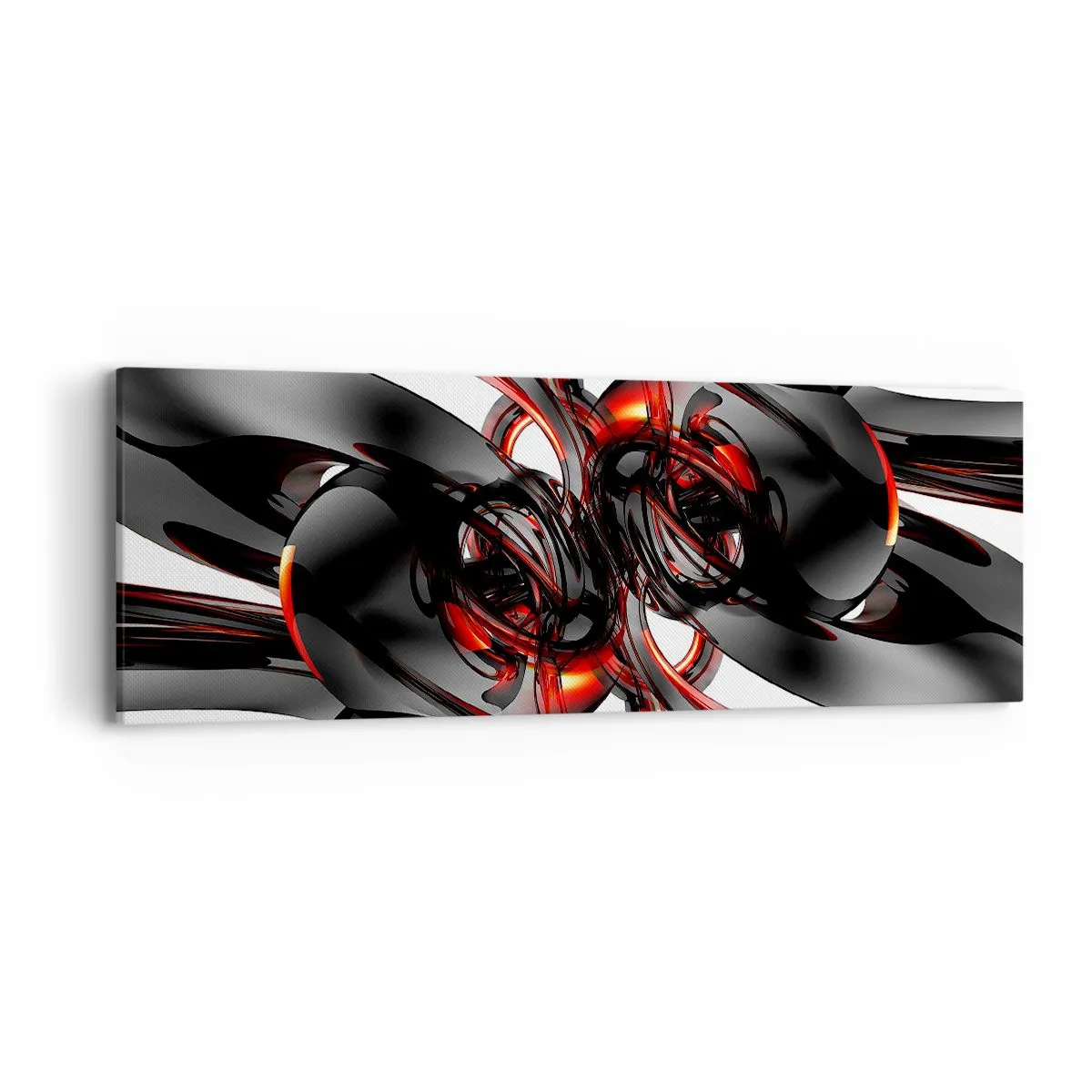 Bild auf Leinwand - Leinwandbild - Uhrwerk in Graphit und Rot - 90x30 cm