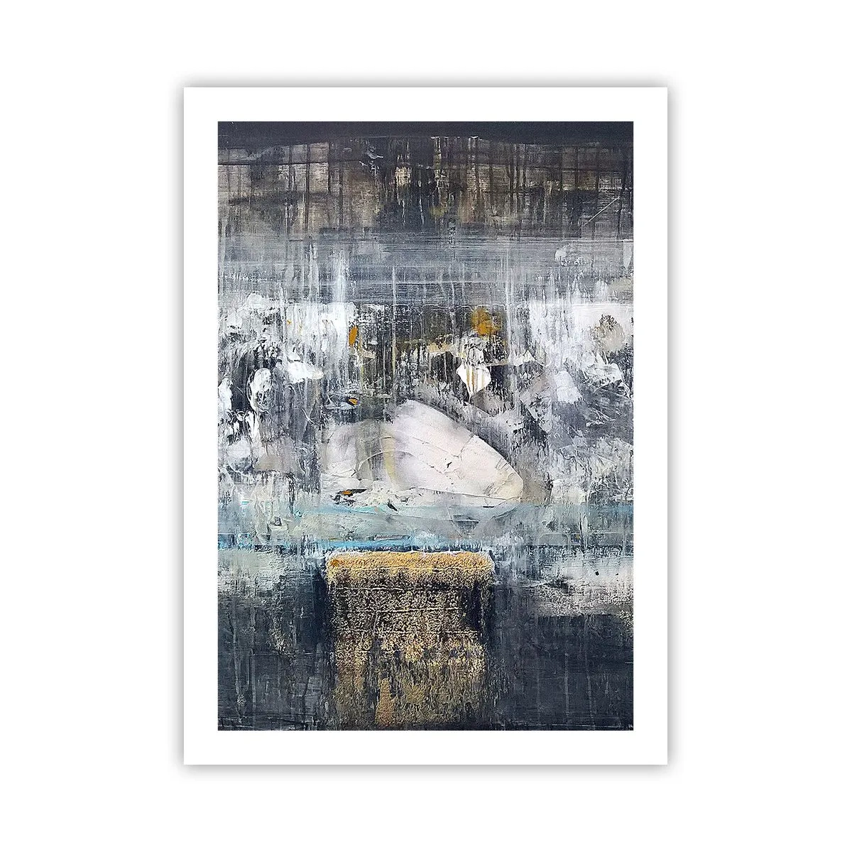 Poster - Eine abstrakte Komposition in Grau- und Goldtönen. - 50x70cm - Wie auf Eis, wie nach Dezember - Moderne Wanddekoration für Wohnzimmer und Schlafzimmer ARTTOR