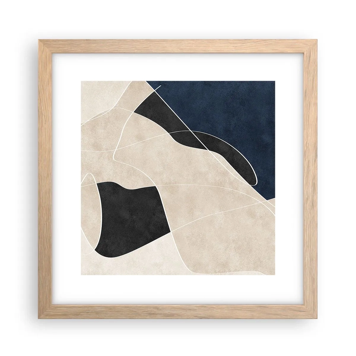 Poster in einem Rahmen aus heller Eiche - Abstrakte Komposition – Farbkontrast - 30x30 cm