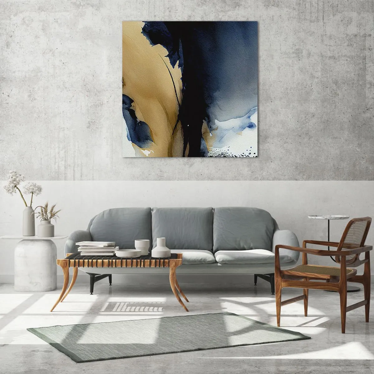 Glasbild - Bild auf glas - Hinter dem Vorhang - 70x70 cm