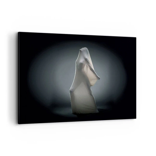 Bild auf Leinwand - Leinwandbild - Eine Figur aus weißem Stoff auf dunklem Hintergrund - 120x80cm - Versteckte Wünsche - Moderne Wanddekoration für Wohnzimmer und Schlafzimmer ARTTOR