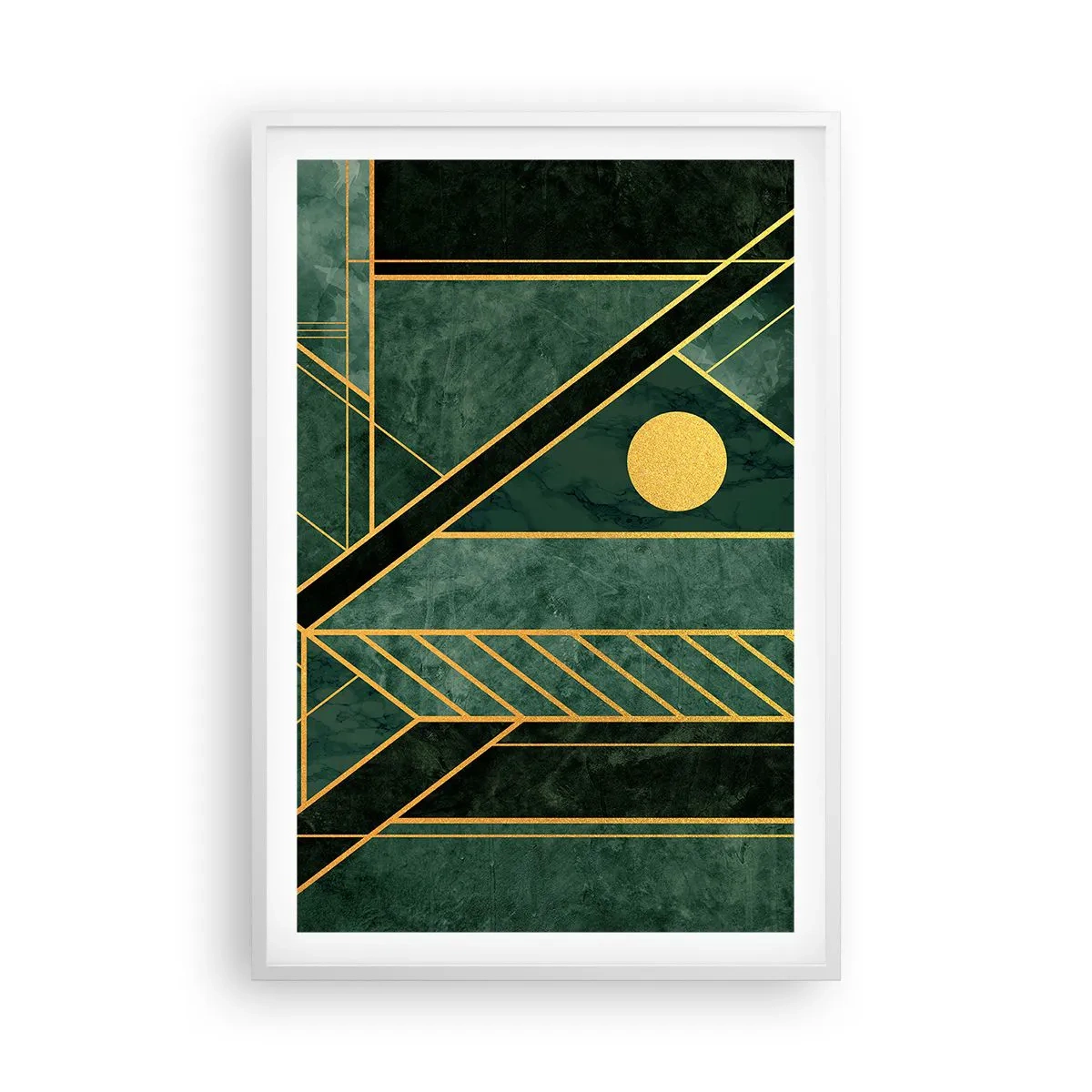 Poster in einem weißen Rahmen - Dynamik von Gold und Azurblau - 61x91 cm