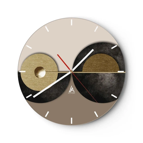 Wanduhr - Glasuhr - Eine moderne Komposition mit geometrischen Kreisen - 30x30cm - Variationen rund um den Kreis - Moderne Wanddekoration für Wohnzimmer, Küche und Schlafzimmer ARTTOR