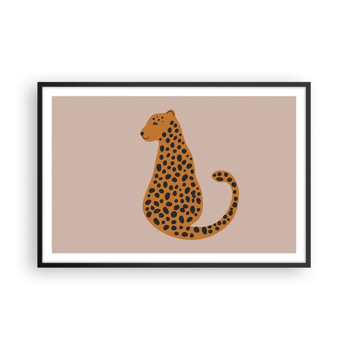 Poster in einem schwarzem Rahmen - Leopardenmuster ist ein modisches Muster - 91x61 cm