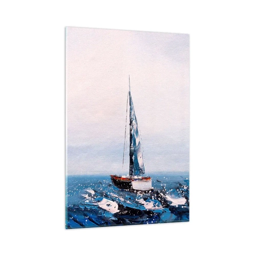 Glasbild - Bild auf glas - Segelboote auf stürmischer See in malerischer Komposition - 80x120cm - Bruderschaft des Windes - Moderne Wanddekoration für Wohnzimmer und Schlafzimmer ARTTOR