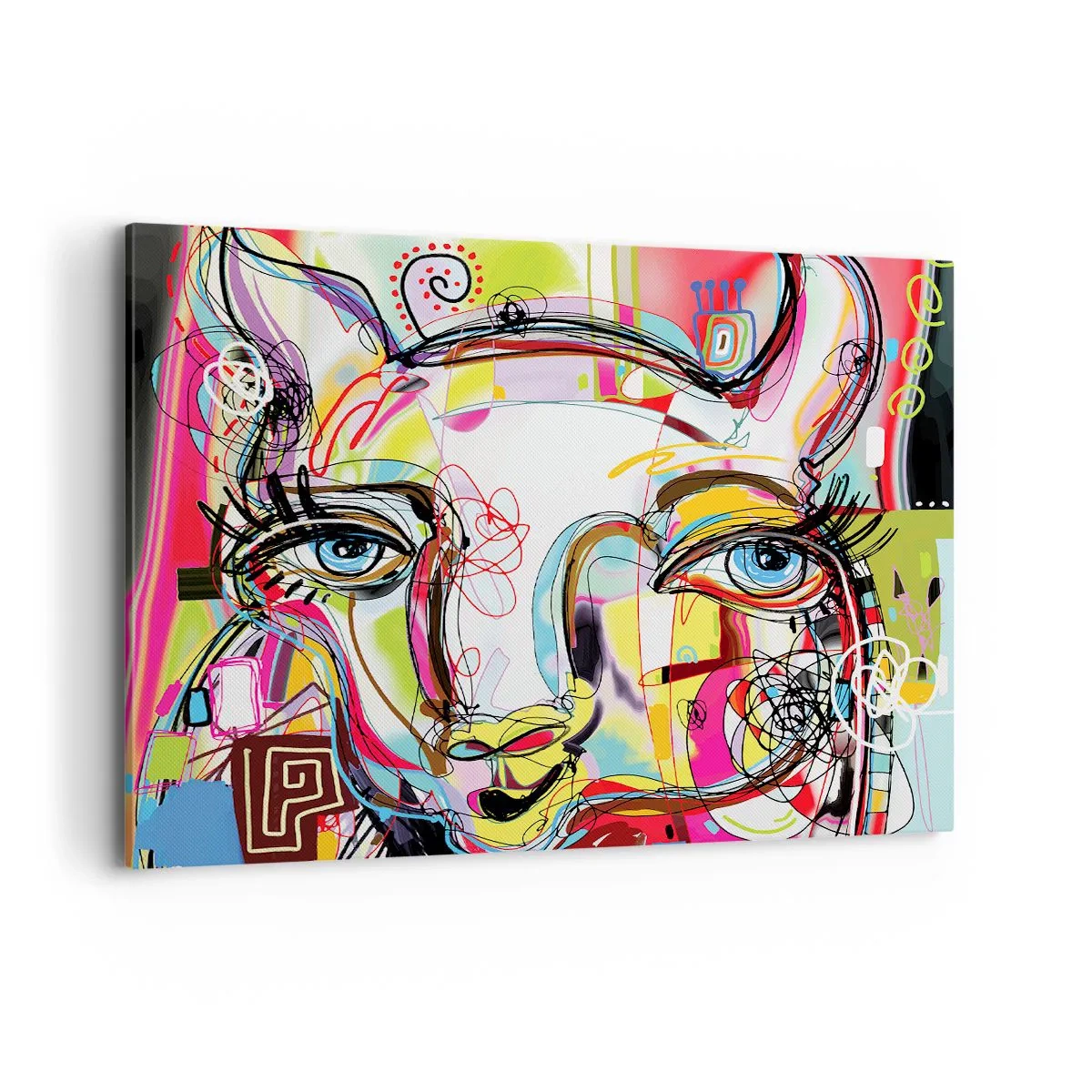 Bild auf Leinwand - Leinwandbild - Farbenfrohes Porträt im abstrakten künstlerischen Stil - 120x80cm - Der Reichtum des Abiturs der Katze - Moderne Wanddekoration für Wohnzimmer und Schlafzimmer ARTTOR