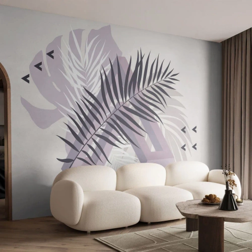 Selbstklebende Fototapete Deluxe Sticker - Der Schatten des Schattens - Grafik, Palmblatt, Stück - 250x175 cm
