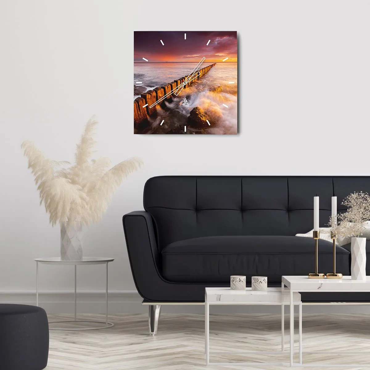 Wanduhr - Glasuhr - Die Sanftheit der Wellen - 30x30 cm