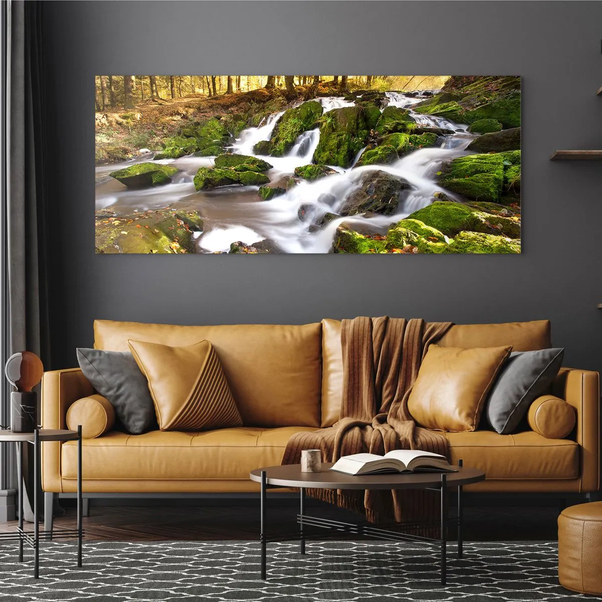 Glasbild - Bild auf glas - Rasch durch den herbstlichen Wald - 100x40 cm
