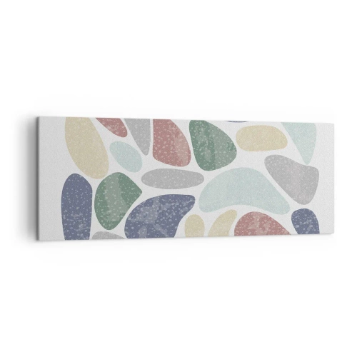 Bild auf Leinwand - Leinwandbild - Bunte organische Formen auf weißem Hintergrund - 140x50cm - Mosaik aus pulverförmigen Farben - Moderne Wanddekoration für Wohnzimmer und Schlafzimmer ARTTOR