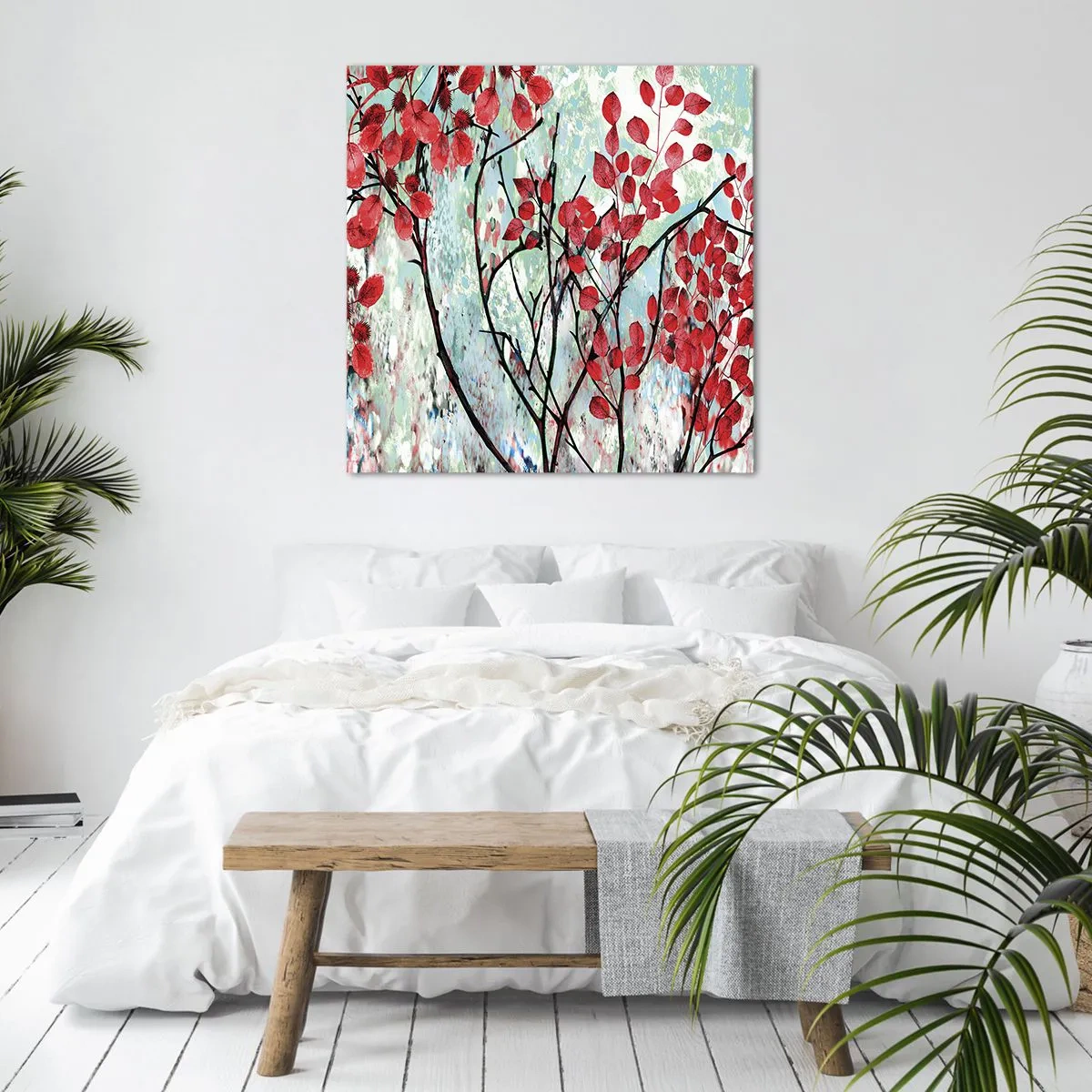Bild auf Leinwand - Leinwandbild - Baum in Scharlachrot - 30x30 cm