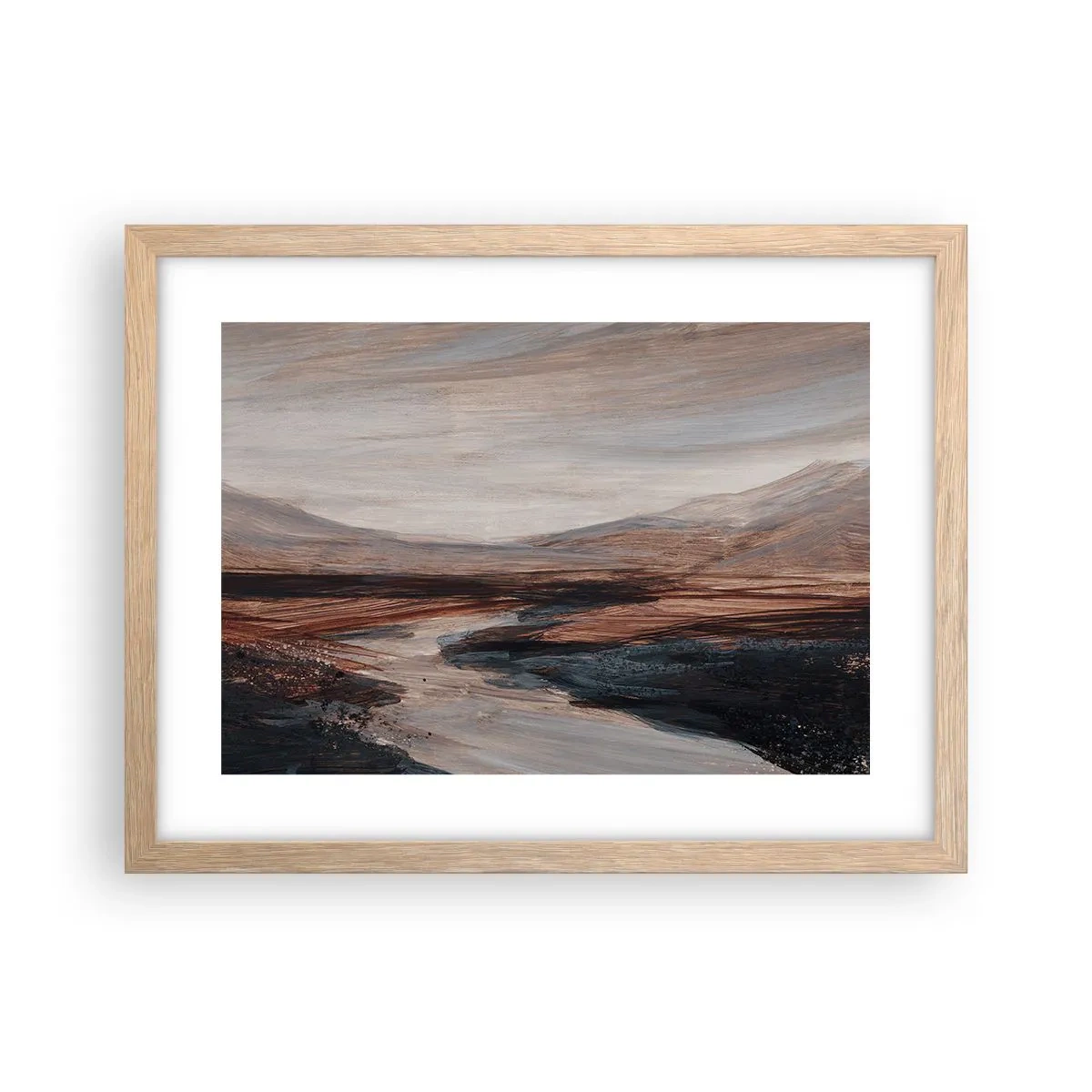 Poster in einem Rahmen aus heller Eiche - Ruhiges Tal - 40x30 cm