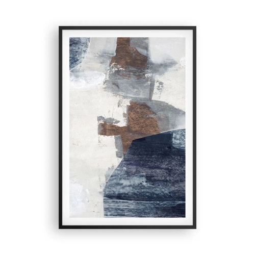 Poster in einem schwarzem Rahmen - Blaue und braune Formen - 61x91 cm