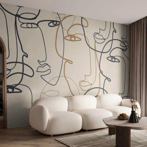 Fototapete Standard Eco - Das Porträt wird multipliziert - Abstraktion, Gesicht, Grafik - 200x140 cm