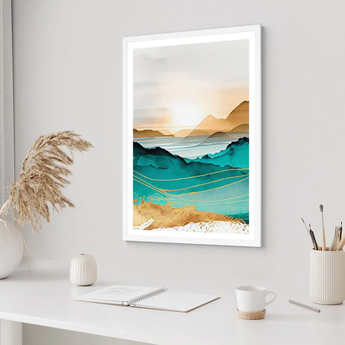 Poster in einem weißen Rahmen - Am Rande der Abstraktion – Landschaft - 61x91 cm