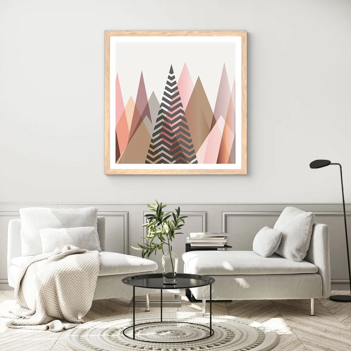 Poster in einem Rahmen aus heller Eiche - Pyramidale Aussicht - 40x40 cm