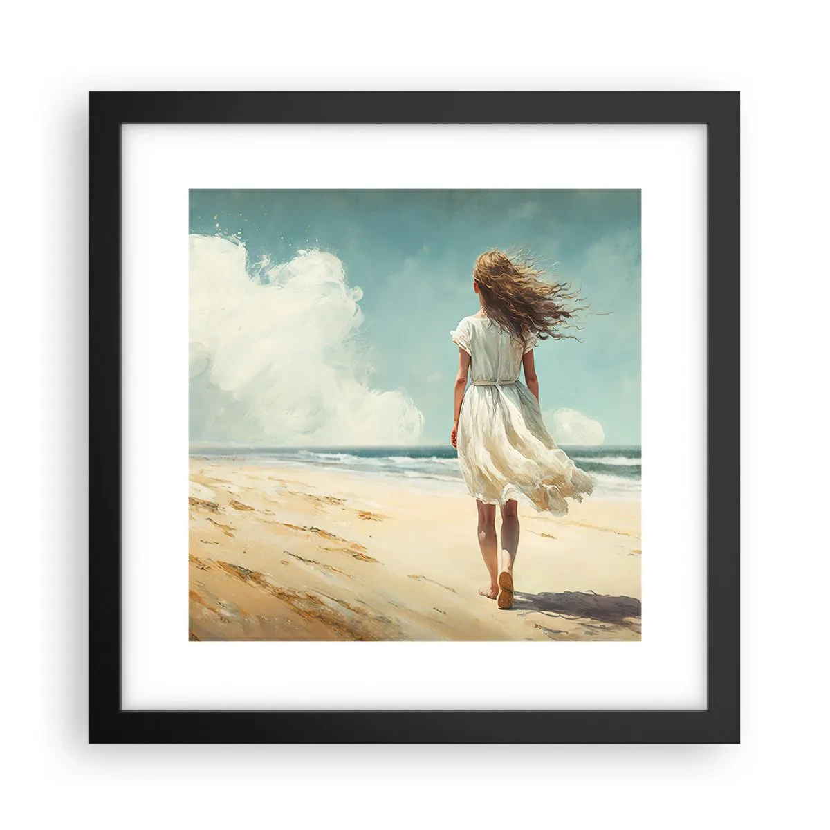 Poster in einem schwarzem Rahmen - Der Sonne und dem Wind begegnen - 30x30 cm