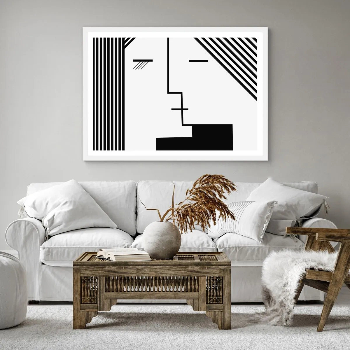 Poster in einem weißen Rahmen - Einfach ein Kuss - 40x40 cm