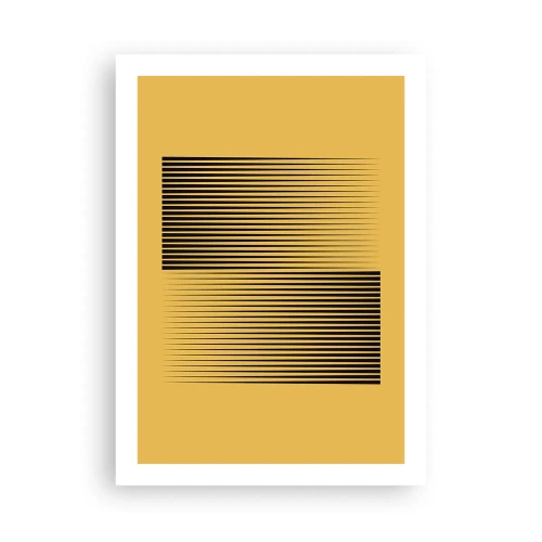 Poster - Eine minimalistische Linienkomposition auf senffarbenem Hintergrund. - 50x70cm - Quadratur der Gegensätze - Moderne Wanddekoration für Wohnzimmer und Schlafzimmer ARTTOR