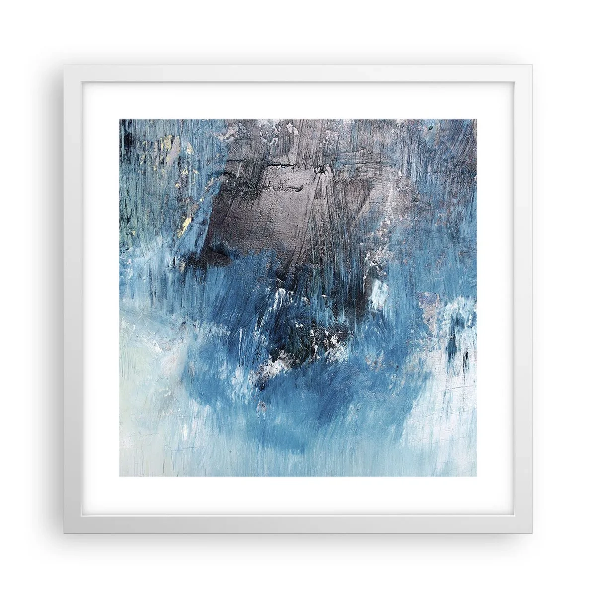 Poster in einem weißen Rahmen - Rhapsodie in Blau - 40x40 cm