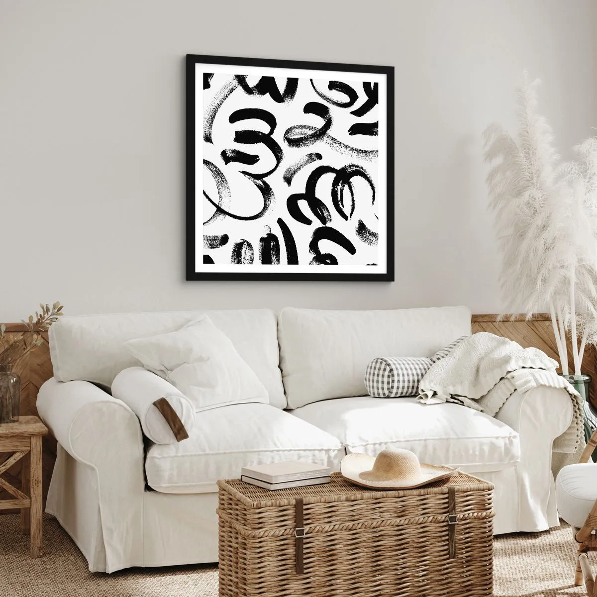 Poster in einem schwarzem Rahmen - Schwarz auf Weiß - 30x30 cm