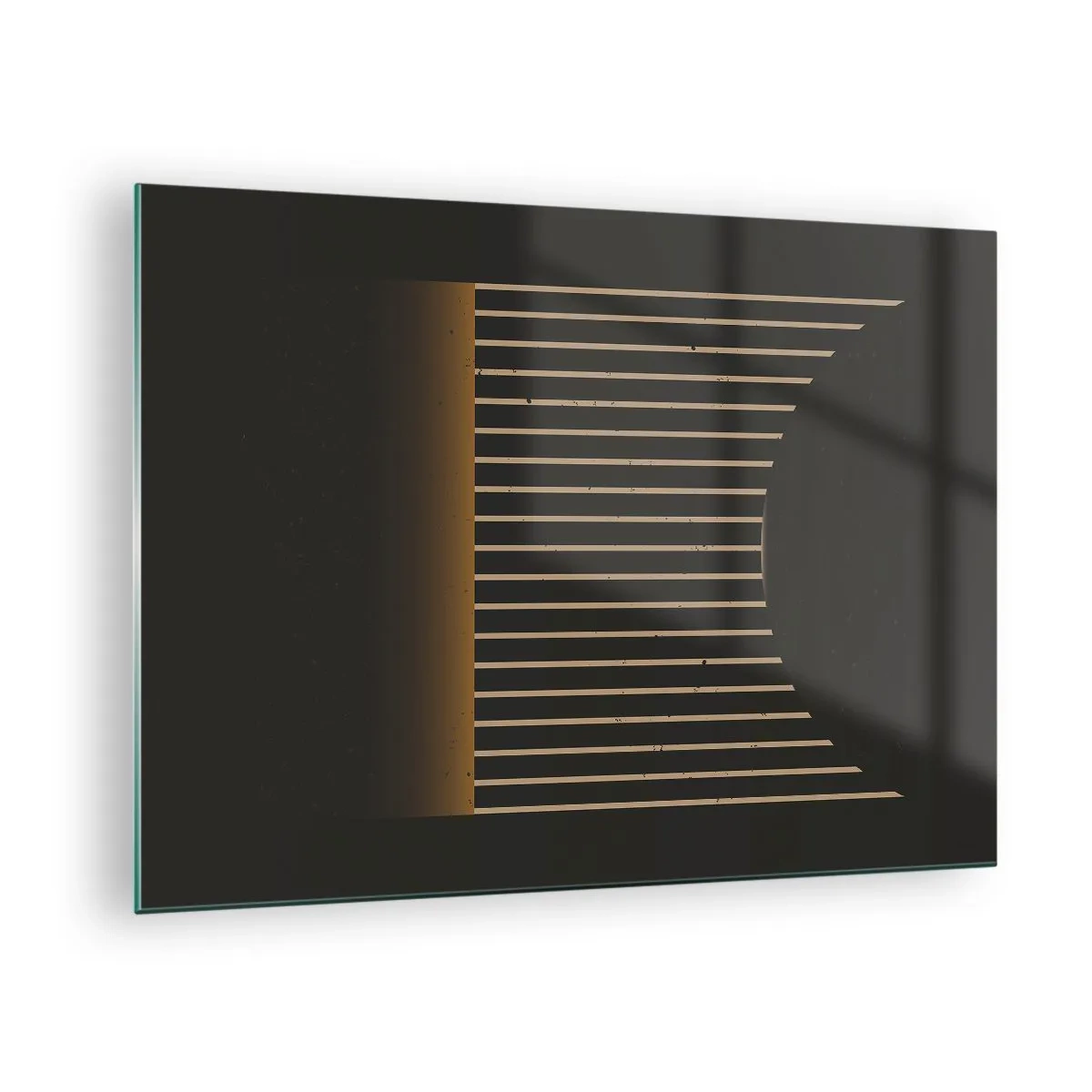 Glasbild - Bild auf glas - Eine minimalistische Komposition mit Linien im Dunkeln - 70x50cm - Die Dunkelheit erkunden - Moderne Wanddekoration für Wohnzimmer und Schlafzimmer ARTTOR