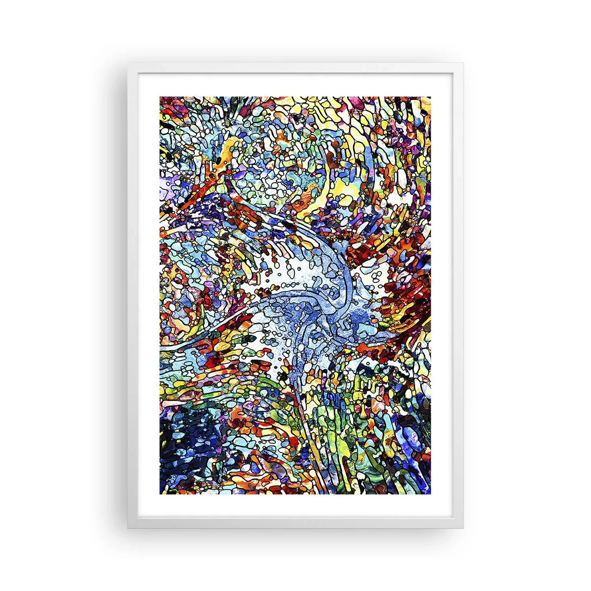 Poster in einem weißen Rahmen - Glasmalerei Wassertropfen - 50x70 cm