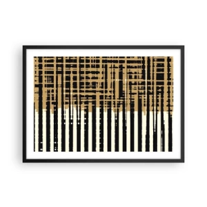 Poster in einem schwarzem Rahmen - Abstrakte Linien in Schwarz, Beige und Weiß - 70x50cm - Architektonische Abstraktion - Moderne Wanddekoration für Wohnzimmer und Schlafzimmer ARTTOR