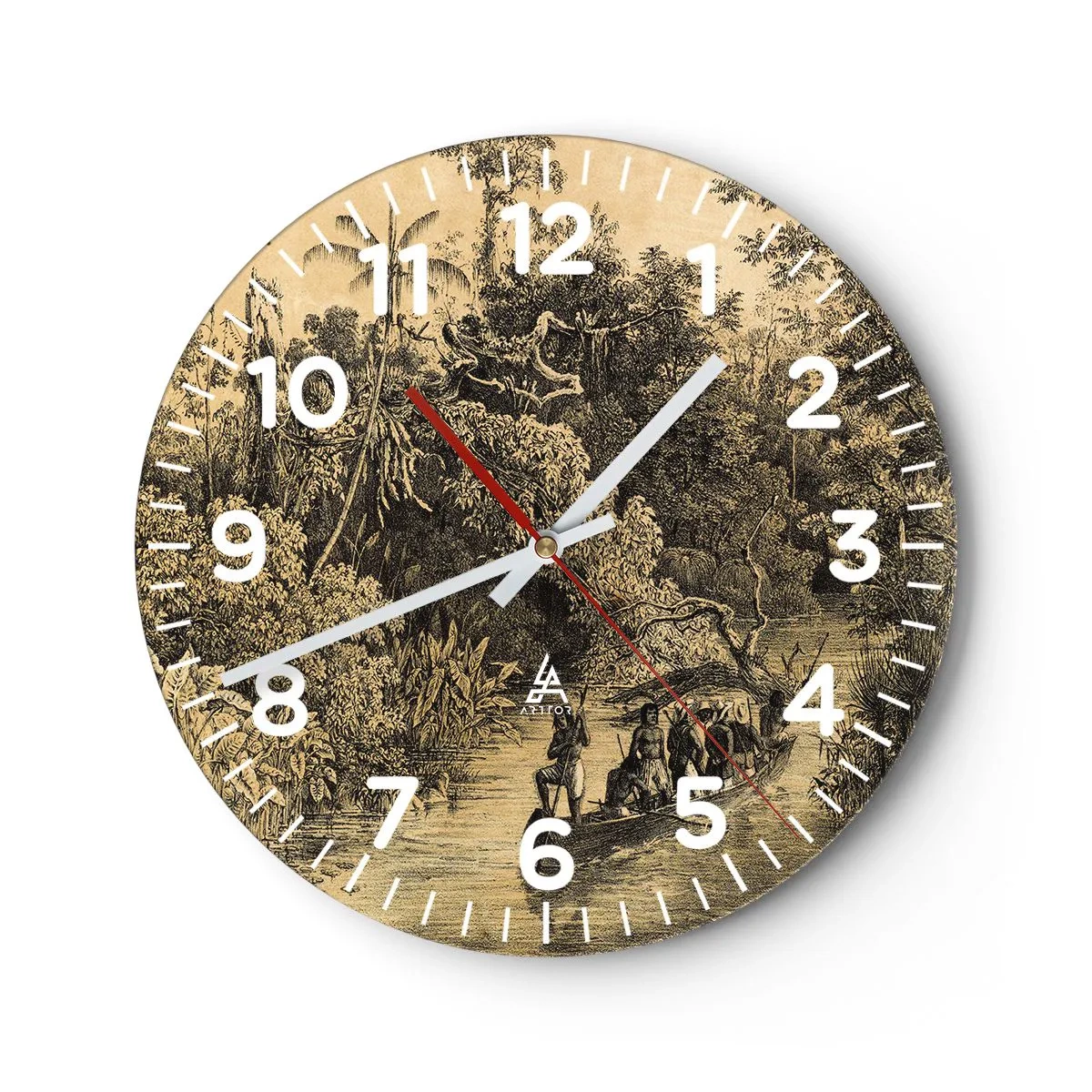 Wanduhr - Glasuhr - Expedition zur Quelle - 30x30 cm