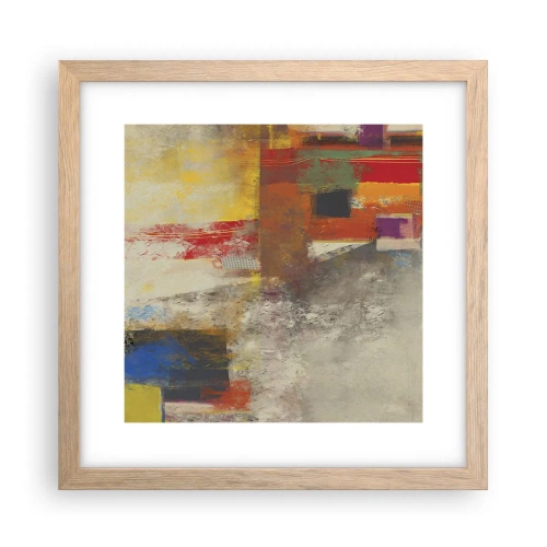 Poster in einem Rahmen aus heller Eiche - Geometrie der Farben - 30x30 cm