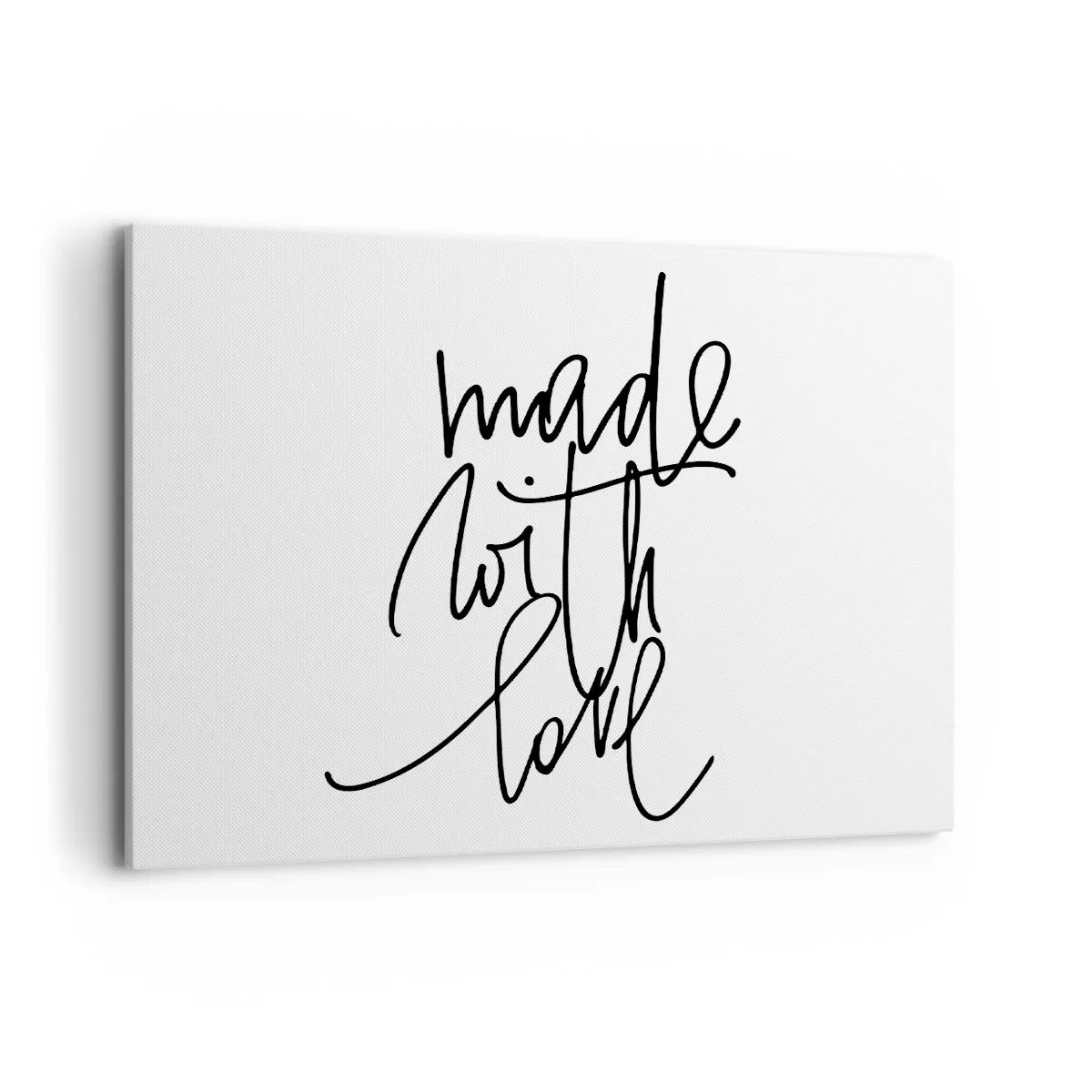 Bild auf Leinwand - Leinwandbild - Schwarze Aufschrift „Made with love“ auf weißem Hintergrund - 100x70cm - Die beste Marke - Moderne Wanddekoration für Wohnzimmer und Schlafzimmer ARTTOR