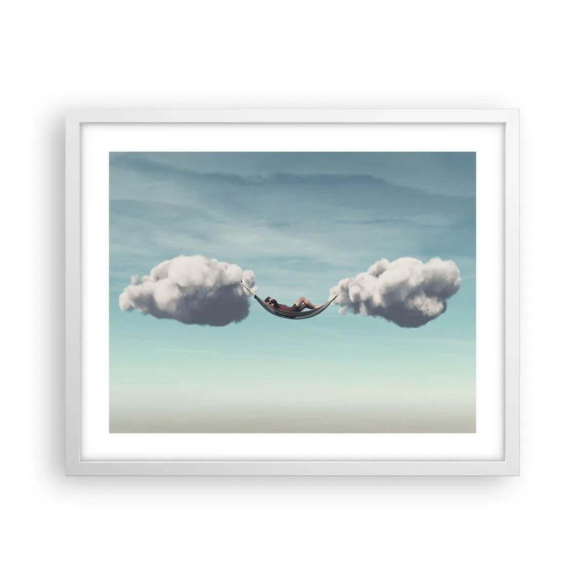 Poster in einem weißen Rahmen - Die Behaglichkeit des Augenblicks - 50x40 cm
