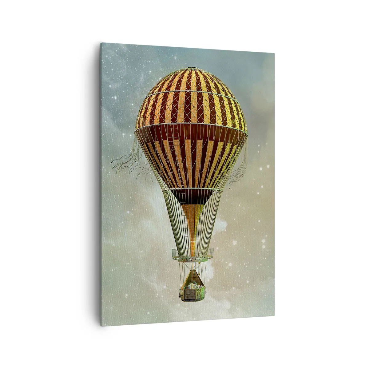 Bild auf Leinwand - Leinwandbild - Ein Heißluftballon, der zwischen den Wolken schwebt - 70x100cm - Pionierflüge - Moderne Wanddekoration für Wohnzimmer und Schlafzimmer ARTTOR