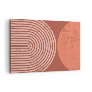 Bild auf Leinwand - Leinwandbild - Geometrische Muster in Terrakotta-Tönen auf Vintage-Hintergrund - 100x70cm - Enge Beziehung - Moderne Wanddekoration für Wohnzimmer und Schlafzimmer ARTTOR