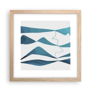 Poster in einem Rahmen aus heller Eiche - Abstraktion: türkisfarbene Verbindung - 30x30 cm