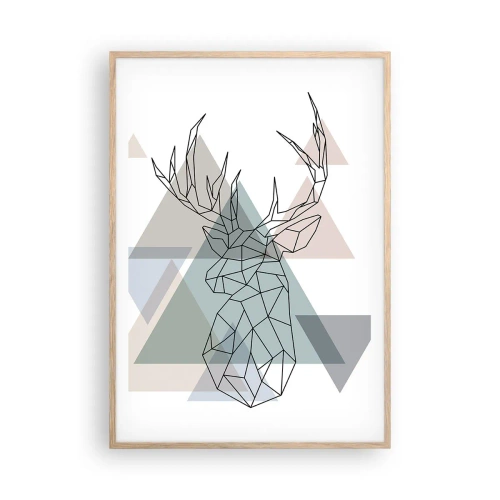 Poster in einem Rahmen aus heller Eiche - In einem geometrischen Wald - 70x100 cm