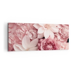 Bild auf Leinwand - Leinwandbild - Blumen in Rosa- und Weißtönen in künstlerischer Umsetzung - 120x50cm - In rosa Blütenblättern - Moderne Wanddekoration für Wohnzimmer und Schlafzimmer ARTTOR