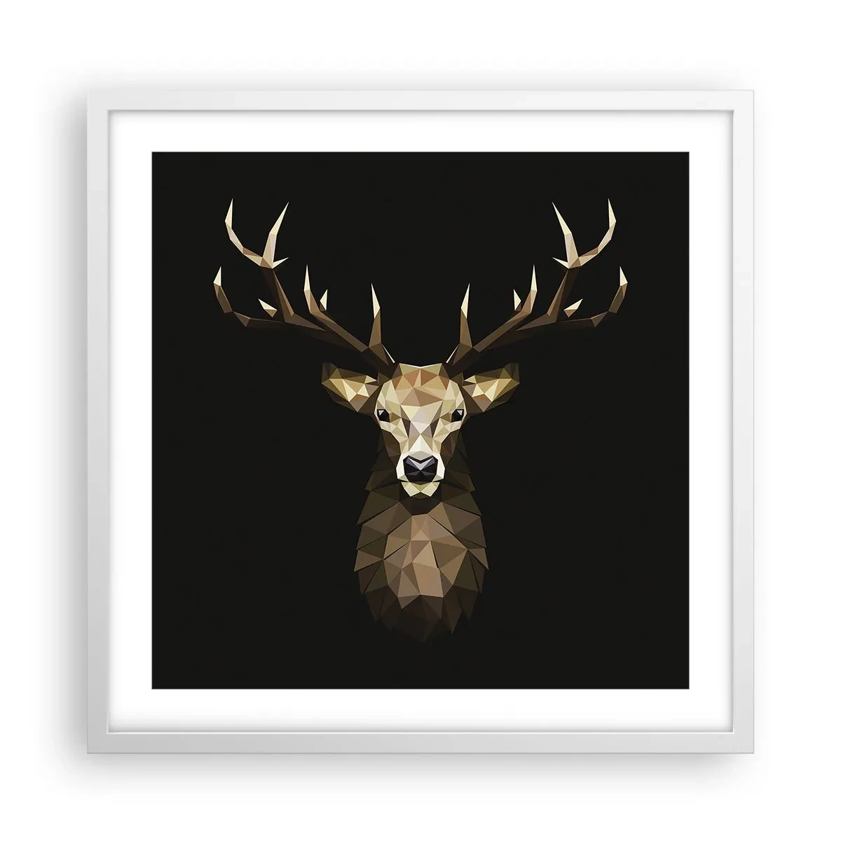 Poster in einem weißen Rahmen - Kubistischer Hirsch - 50x50 cm