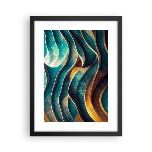 Poster in einem schwarzem Rahmen - Blaue Mäander - 30x40 cm