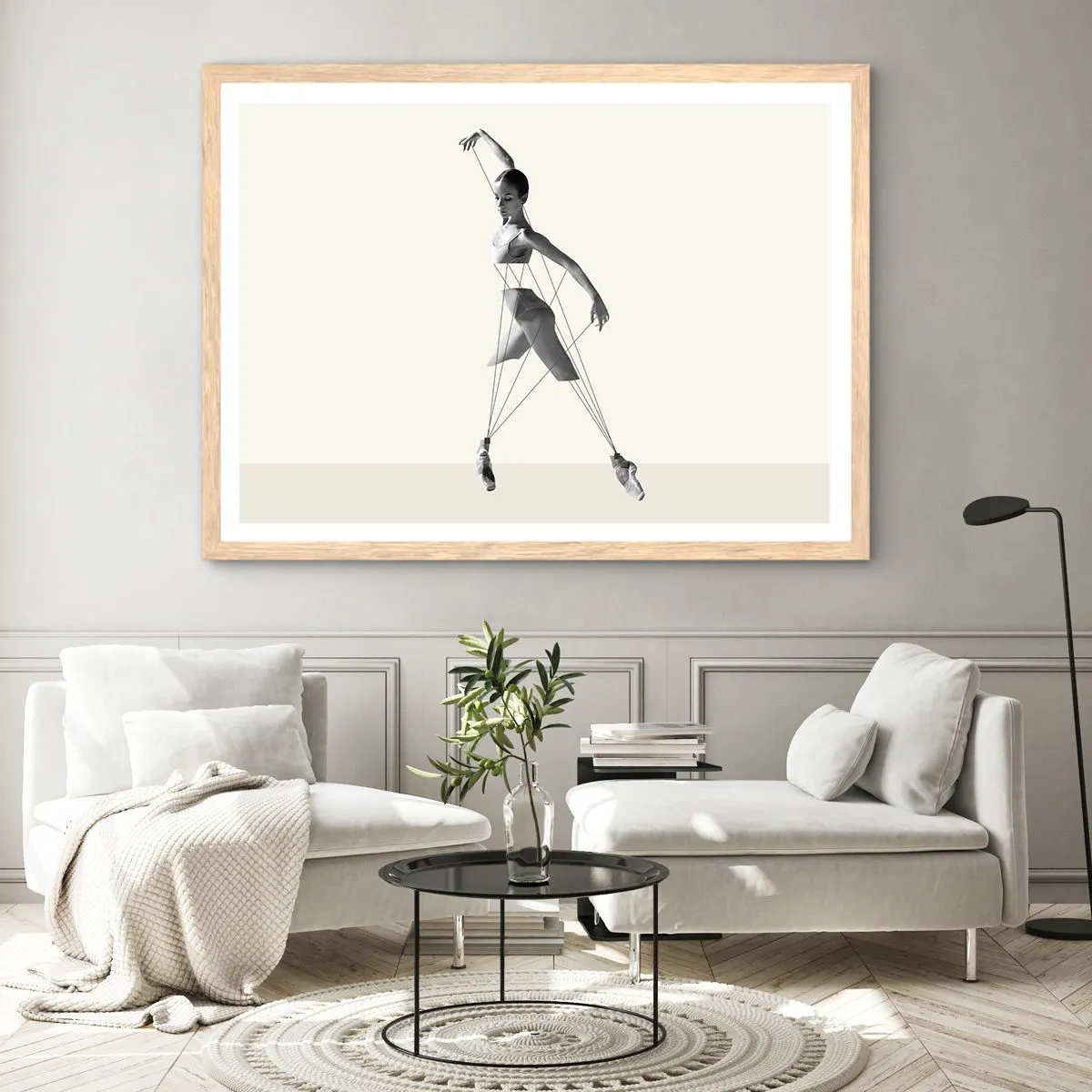 Poster in einem Rahmen aus heller Eiche - Im Theater der Welt - 40x30 cm